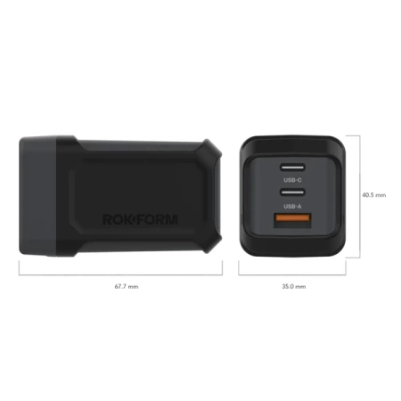 Ładowarka Sieciowa Rokform 3-Port Power Adapter 65W (2X USB-C + USB-A)