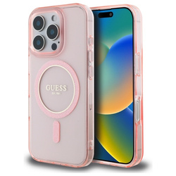 Etui Guess do iPhone 16 Pro - Glitter Circle MagSafe Pink