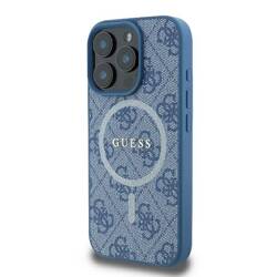 Etui Guess do iPhone 16 Pro niebieski 4G Classic Logo MagSafe