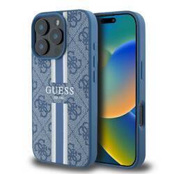 Etui Guess do iPhone 16 Pro niebieski 4G Printed Stripes MagSafe