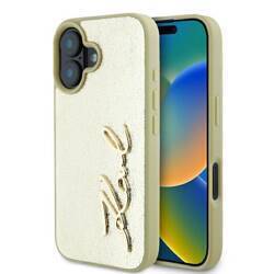 Etui Karl Lagerfeld do iPhone 16 złoty Metal Signature