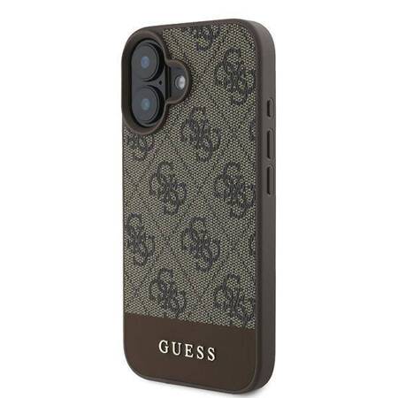 Etui Guess do iPhone 16 Plus brązowy 4G Bottom Stripe