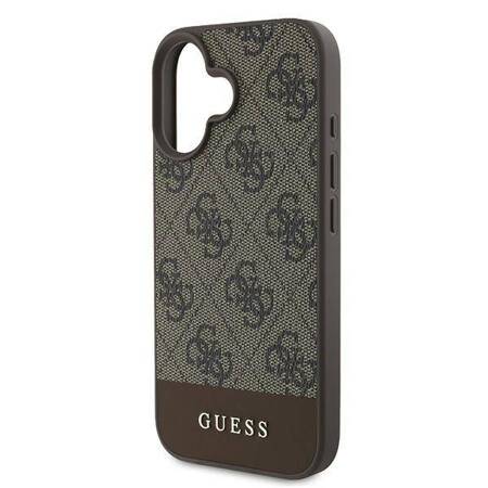 Etui Guess do iPhone 16 Plus brązowy 4G Bottom Stripe