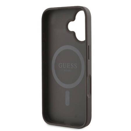 Etui Guess do iPhone 16 Plus brązowy 4G Printed Stripes MagSafe