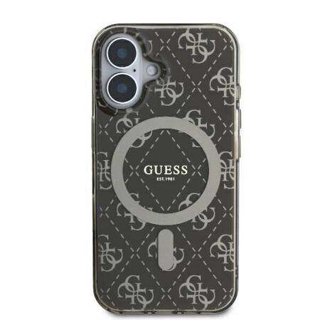 Etui Guess do iPhone 16 Plus brązowy IML 4G Background MagSafe