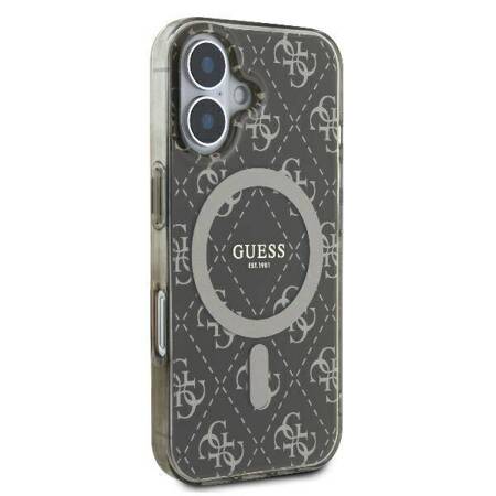 Etui Guess do iPhone 16 Plus brązowy IML 4G Background MagSafe