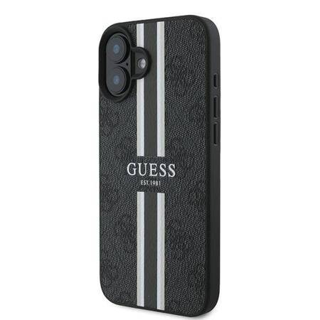 Etui Guess do iPhone 16 Plus czarny 4G Printed Stripes MagSafe