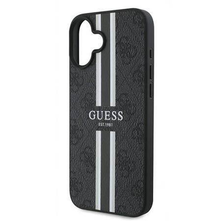 Etui Guess do iPhone 16 Plus czarny 4G Printed Stripes MagSafe