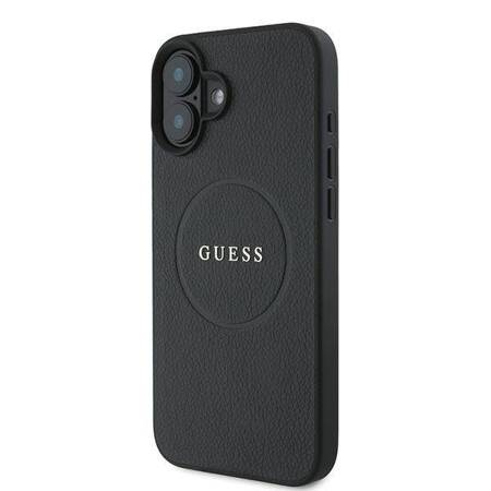 Etui Guess do iPhone 16 Plus czarny Grained MagSafe