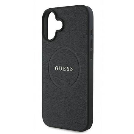 Etui Guess do iPhone 16 Plus czarny Grained MagSafe