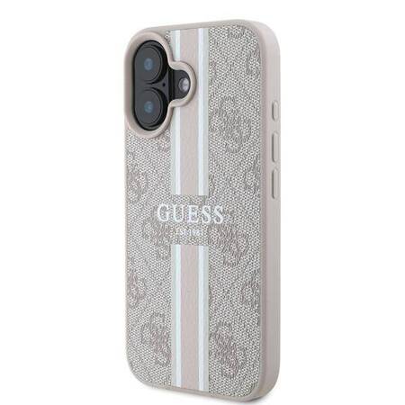 Etui Guess do iPhone 16 Plus różowy 4G Printed Stripes MagSafe