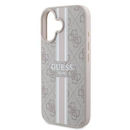 Etui Guess do iPhone 16 Plus różowy 4G Printed Stripes MagSafe