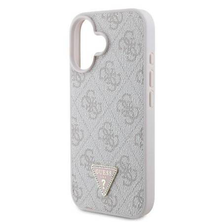 Etui Guess do iPhone 16 Plus różowy Leather 4G Triangle Strass