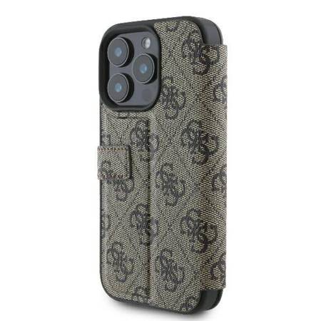 Etui Guess do iPhone 16 Pro Max brązowy book 4G Metal Logo