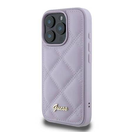 Etui Guess do iPhone 16 Pro Max jasnofioletowy Quilted Metal Logo