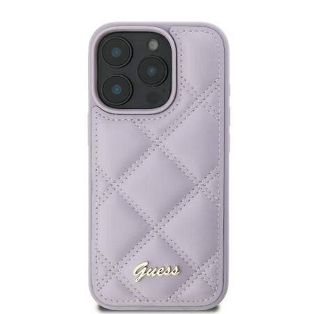 Etui Guess do iPhone 16 Pro Max jasnofioletowy Quilted Metal Logo