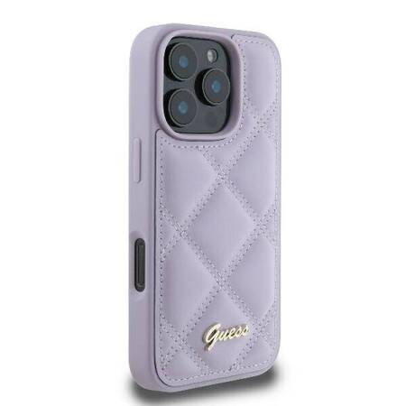 Etui Guess do iPhone 16 Pro Max jasnofioletowy Quilted Metal Logo