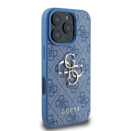 Etui Guess do iPhone 16 Pro Max niebieski 4G Big Logo