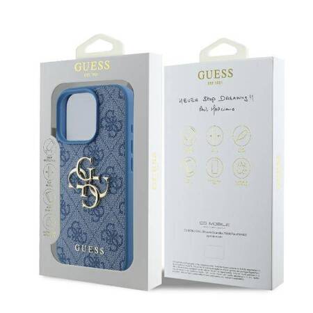 Etui Guess do iPhone 16 Pro Max niebieski 4G Big Logo