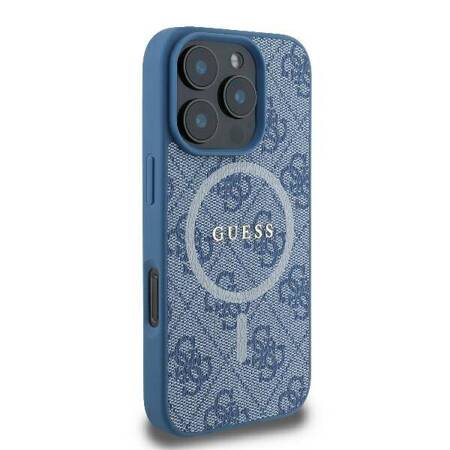 Etui Guess do iPhone 16 Pro Max niebieski 4G Classic Logo MagSafe