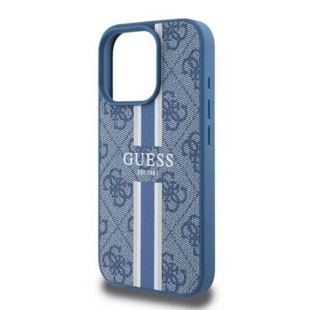 Etui Guess do iPhone 16 Pro Max niebieski 4G Printed Stripes MagSafe