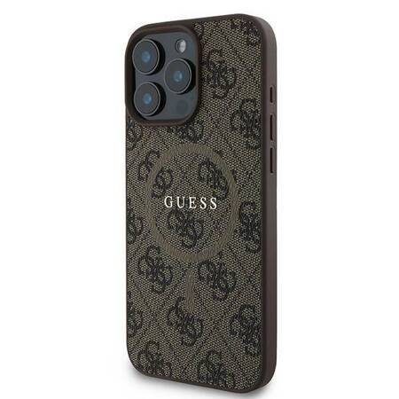 Etui Guess do iPhone 16 Pro brązowy 4G Classic Logo MagSafe