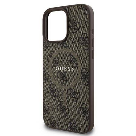 Etui Guess do iPhone 16 Pro brązowy 4G Classic Logo MagSafe