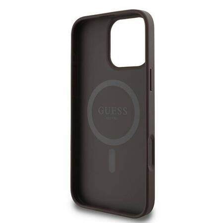 Etui Guess do iPhone 16 Pro brązowy 4G Classic Logo MagSafe