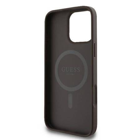 Etui Guess do iPhone 16 Pro brązowy 4G Printed Stripes MagSafe