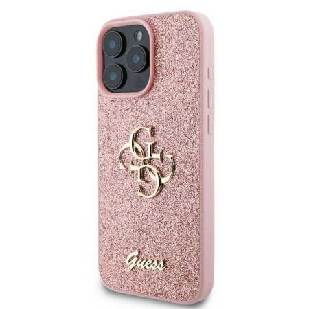 Etui Guess do iPhone 16 Pro różowy Fixed Glitter Big 4G