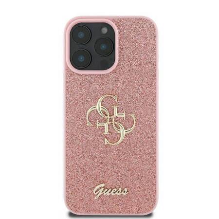 Etui Guess do iPhone 16 Pro różowy Fixed Glitter Big 4G