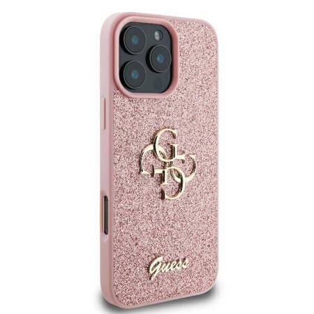 Etui Guess do iPhone 16 Pro różowy Fixed Glitter Big 4G