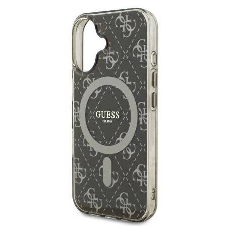 Etui Guess do iPhone 16 brązowy IML 4G Background MagSafe