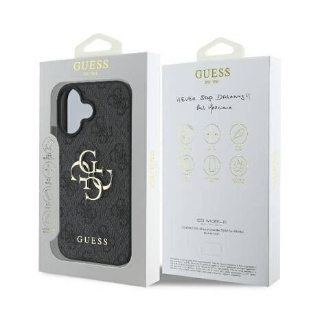 Etui Guess do iPhone 16 czarny 4G Big Logo