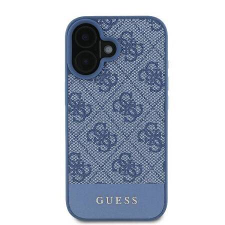 Etui Guess do iPhone 16 niebieski 4G Bottom Stripe