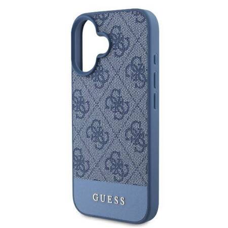 Etui Guess do iPhone 16 niebieski 4G Bottom Stripe