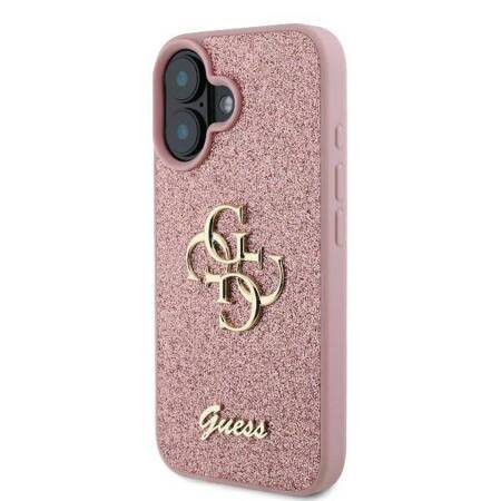 Etui Guess do iPhone 16 różowy Fixed Glitter Big 4G