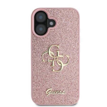 Etui Guess do iPhone 16 różowy Fixed Glitter Big 4G