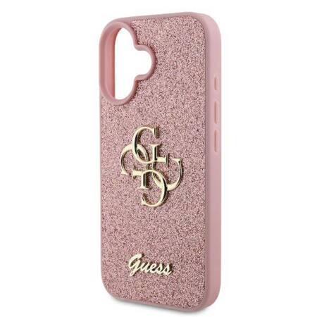 Etui Guess do iPhone 16 różowy Fixed Glitter Big 4G