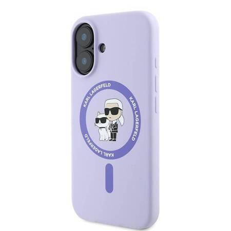 Etui Karl Lagerfeld do iPhone 16 Plus fioletowy Karl&Choupette MagSafe