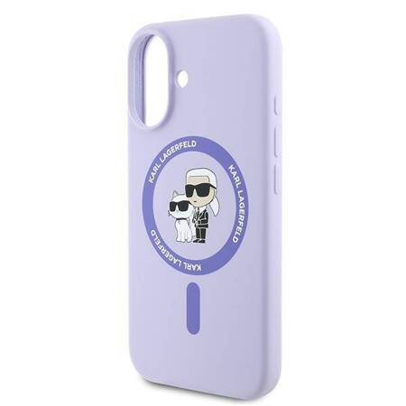 Etui Karl Lagerfeld do iPhone 16 Plus fioletowy Karl&Choupette MagSafe