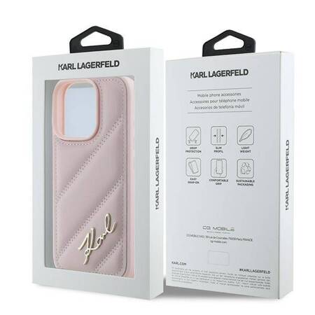 Etui Karl Lagerfeld do iPhone 16 Pro Max różowy Quilted Signature