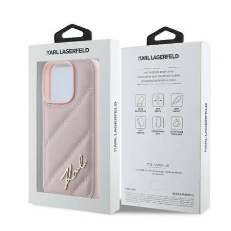 Etui Karl Lagerfeld do iPhone 16 Pro różowy Quilted Signature