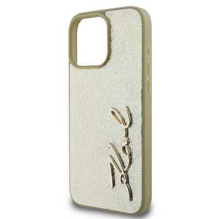 Etui Karl Lagerfeld do iPhone 16 Pro złoty Metal Signature