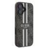 Etui Guess do iPhone 16 Plus brązowy 4G Printed Stripes MagSafe