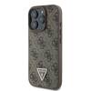 Etui Guess do iPhone 16 Pro Max brązowy Leather 4G Triangle Strass