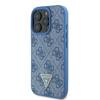 Etui Guess do iPhone 16 Pro Max niebieski Leather 4G Triangle Strass