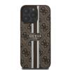 Etui Guess do iPhone 16 Pro brązowy 4G Printed Stripes MagSafe