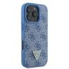 Etui Guess do iPhone 16 Pro niebieski Leather 4G Triangle Strass