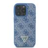 Etui Guess do iPhone 16 Pro niebieski Leather 4G Triangle Strass